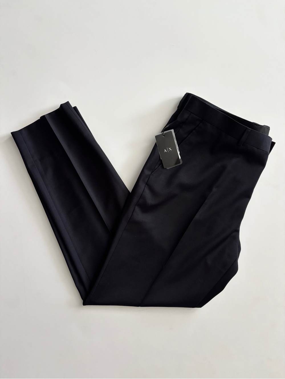 Armani Exchange Pants Slacks Black Nwt Virgin Wool Flat Front IT 56 - US 40 S